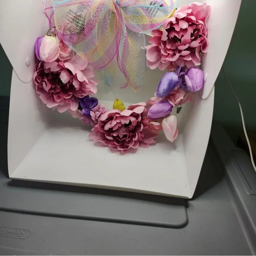 Hand Crafted Pink Peony Tulip Floral Wreath Spring Door Wall Decoration